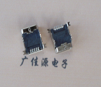 龙岗 MINI USB 5PF 90°SMT前插后贴电源接口