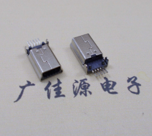 龙岗MINI USB公头 5pin端子贴板带柱 10.7mm体长