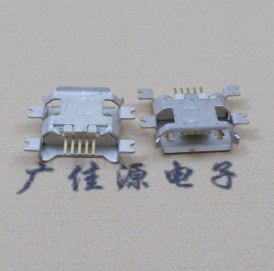 龙岗MICRO USB5pin接口 四脚贴片沉板母座 翻边白胶芯