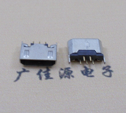 龙岗迈克USB 180度母座5p直插带地脚1.5端子直口