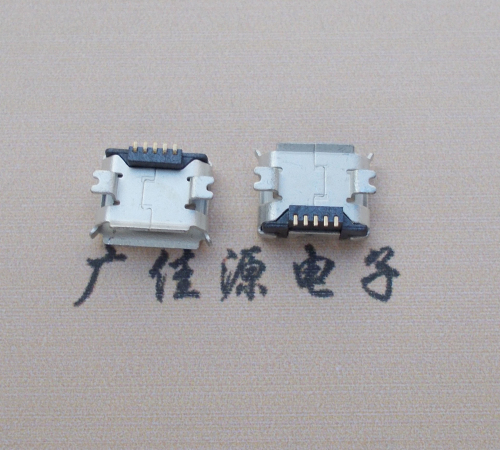 龙岗Micro USB 5PIN接口,B型垫高0.9mm鱼叉脚贴片雾锡卷边